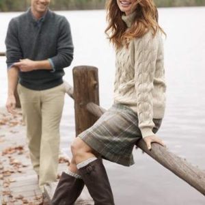 LL Bean Favorite Fit Plaid Wool Pencil Skirt